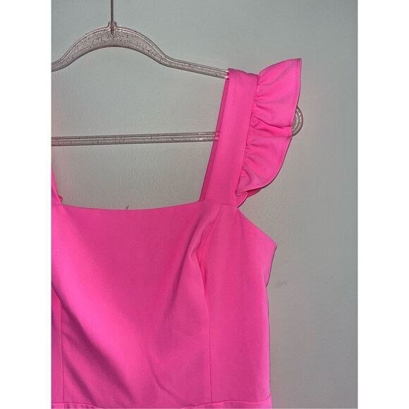 Lilly Pulitzer Eppley Jumpsuit Flutter Sleeves Long Pants Prosecco Pink Size 2 n - Picture 3 of 5